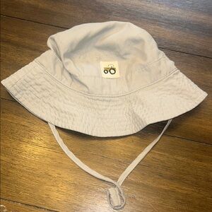 Kids Beige Bucket Hat with Tractor Patch